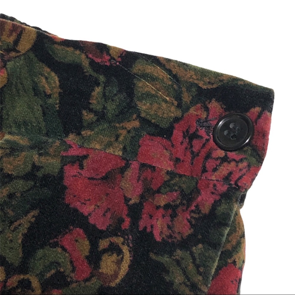 Vintage Bryn Connelly Velvet Rose Print Midi Skirt - Picture 5 of 11